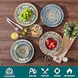 vancasso 18 Pieces Dinnerware Sets, Plates and Bowls Set, Porcelain Dishes Set for 6, Microwave and Dishwasher Safe, Scratch Resistant, Bohemian Style Dining Ware Service for 6, Series SIMI