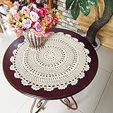 Phantomon Handmade Doilies Crochet Round Cotton Large Lace Placemats Coasters Table Covers, Pack of 4, Beige, 17 Inch