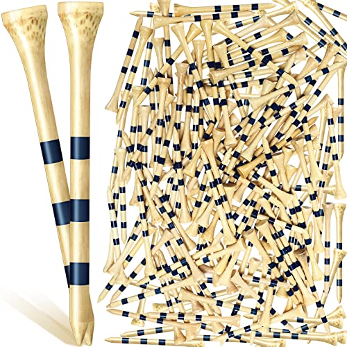 Jadive 500 Count Bamboo Golf Tees 3-1/4 Inches Stable Long Wooden Golf Tees for Golf Activities, Natural Color and Blue