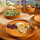 Bloomhouse - Oprah's Favorite Things - Santorini Mist Double Bowl Terracotta Reactive Glaze Plates and Bowls Dinnerware Set - Amber, Service for Four (16pcs)