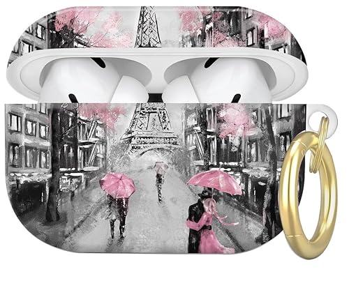 Compatible with AirPod Pro 2nd//1st Generation Case Cover with Key Chain,Full Protective Shockproof Wireless Headphone Case for Airpod Pro 2023/2022/2019(Paris in Pink)
