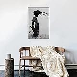 Generic Afro Samurai Poster Anime Canvas Wall Art Black Anime Characters Poster Dreadlocks Cartoon Picture Anime Posters for Room Bedroom Wall Decor Unframed 24x36inch