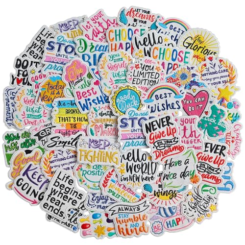 TACVEL 40Pcs Random Positive Affirmations Iron on Patches, Colorful Inspirational Phrase Words Embroidered Patches for Backpacks Clothes Hats Jackets
