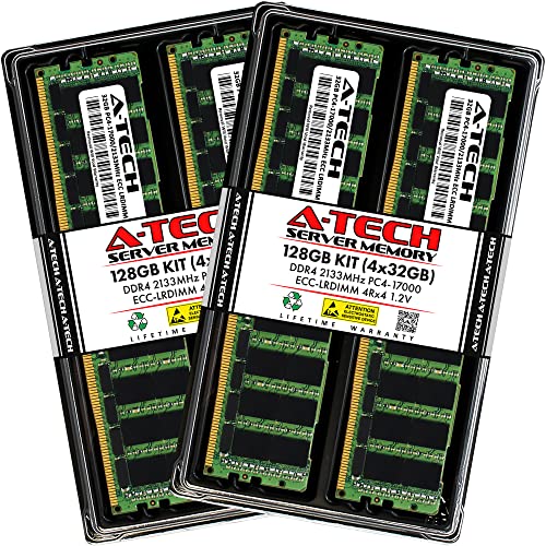 A-Tech 128GB Kit (4x32GB) DDR4 2133MHz PC4-17000 ECC LRDIMM 4Rx4 Quad Rank 1.2V Load Reduced DIMM 288-Pin Server RAM Memory Upgrade Modules (A-Tech Enterprise Series)