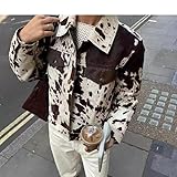 SIAIBIN Cow Print PU Jacket Women Cropped Faux Leather Jackets Y2k Vintage 90s Cowgirl Outfit Fall 2025 Trendy (Brown,M,Medium)