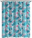 Jay Franco Disney Lilo & Stitch Floral Fun 14 Piece Bathroom Set - Includes Shower Curtain, 12 Hooks, & Non-Slip Bath Rug - Easy Care Fabric (Official Disney Product), Acrylic,Microfiber