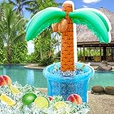 PARENTSWELL 63'' Inflatable Palm Tree Cooler, Tropical Luau Party Decorations, Inflatable Drink Cooler for Parties Jungle Hawaiian Birthday Party Decorations Palm Tree Decor