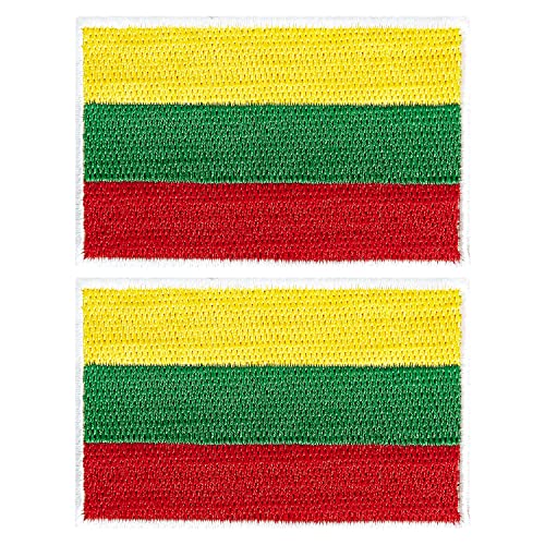 stidsds 2 Pack Lithuania Flag Patch Lithuania Flags Embroidered Patches Lithuanians Flags Military Tactical Patch for Clothes Hat Backpacks Pride Decorations