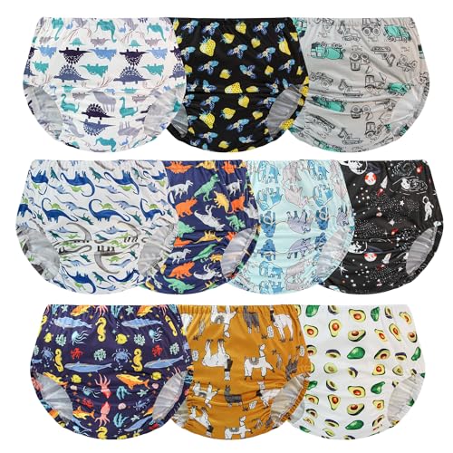 EZ Moms 10 Pack Reusable Diaper Covers for Boys Soft Rubber Underwear for Toddlers Waterproof Plastic Training Pants for Toddlers Breathable Plastic Underwear Covers for Potty Training Boys 4T