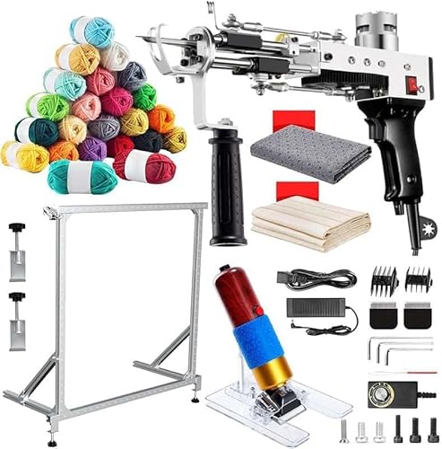 BESGEER Tufting Gun Starter Kit with Metal Frame - 2 in 1 Cut & Loop Pile Carpet Gun, Rug Tufting Gun Kit with Carpet Trimmer Kit and Tufting Frame
