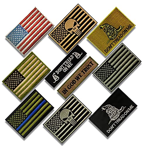 Eybros American Flag Patch, 10 Bundle-Set, Tactical Morale Military Patches of USA US for Backpacks Hat Army Gears Etc