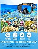 Ubekezele Snorkeling Gear for Adults Men Women,4 in 1 Snorkel Set with Panoramic View Diving Mask Anti-Fog Anti-Leak,Dry Top Snorkel,Fins and Travel Bag for Swimming,Snorkeling and Travel Diving