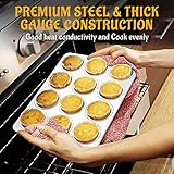 E-far Muffin Pan 12-Cup, Set of 2, Stainless Steel Cupcake Pan Metal Muffin Baking Tins for Oven, Regular Size & Easy Clean, Non-toxic & Dishwasher Safe-2 Pack