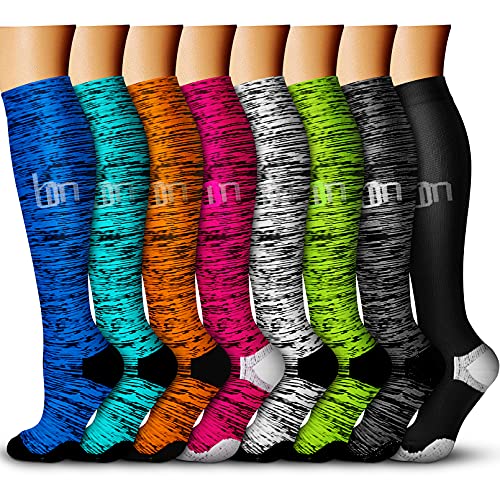 WITHYOU Compression Socks (8 Pairs), 15-20 mmHg is Best Athletic for Men & Women, Running, Flight, Travel, Pregnant - Boost Performance, Blood Circulation & Recovery (Y2-8Pairs, S/M)