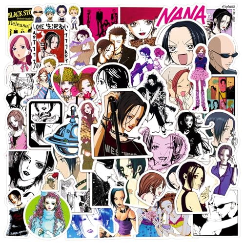 50Pcs Japanese Anime Nana Stickers Packs for Teens Adult Girls, Dovipta Vinyl Waterproof Stickers for Phone Car Water Bottle Laptop Luggage (Nana)