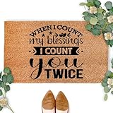 Mats, When I Count My Blessings I Count You Twice, 24"x36", Funny Welcome Mats Non-Slip PVC Backing, Bedroom Door Home Family Quote Kitchen Door for Entrance, Farmhouse, House