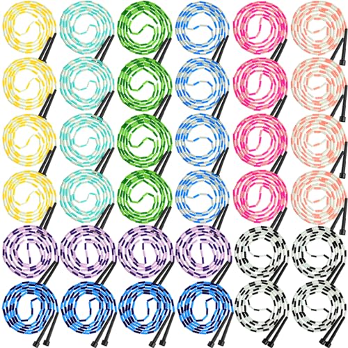 Junkin 36 Pack Jump Ropes for Kids Bulk, Adjustable Jump Ropes for 4 5 6 7 8 10 12, 8 Feet Jumping Rope Age 8-12, Segmented Soft Beaded Skipping Rope for Women Fitness, 9 Colors
