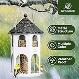 Kingsyard Metal Bird Feeder for Outdoor Hanging, Wild Bird Feeders with Circular Perch, Easy to Clean & Refill, 4 lbs Large Seed Capacity, White