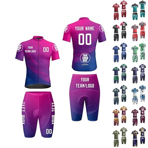 Mens Personalized Cycling Jersey Short Sleeve Suits Custom Bike Clothing Breathable Road Bicycle Shorts Padded Outfits