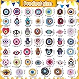 Ferraycle 48 Pcs Evil Eye Embroidery Patches Hamsa Hand Heart Moon Sew on/Iron on Embroidered Applique Repair Patch DIY Craft Accessories Gifts for Clothing Jacket Jeans Backpack Hat (Bright Color)