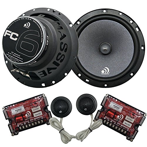 Massive Audio FC6-6 Inch / 6.5 Inch 150w / 300 Watts MAX, 25mm Silk Dome Tweeter, 4 Ohm, 12dB X-Over, Component Car Speaker System. Sold as Pair