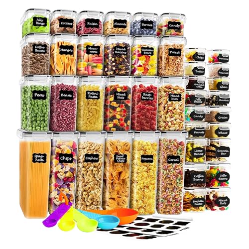 Lifetime Home 42 PACK Airtight Food Storage Containers Set with Lids for Kitchen & Pantry Organization - BPA-Free for Cereal, Pasta, Rice, Vegetables, Fruits & Flour - Markers & Labels Included