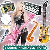 SOUL SHIFT 70 Pc Large Premium Photo Booth Props Set for All Occasions - Wedding Props, Birthday Props, Graduation Props, Inflatables, Large Glasses, Multi-Colored Wig, Hawaiian Lei, Hand Pump