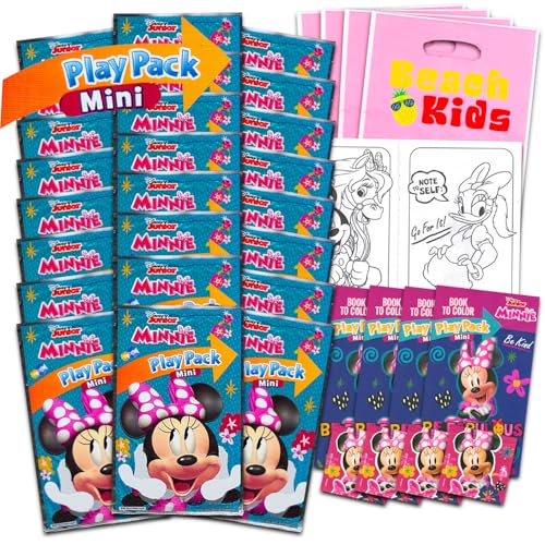 Disney Minnie Mouse Party Favors Birthday Set - Bundle with 24 Play Packs | Mini Coloring Books, Stickers, for Goodie Bags | Minnie Mouse Party Supplies