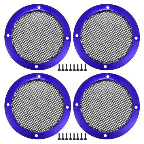 ACROPIX Universal 3" Car Speaker Grills Cover Mesh Round 3 Inch Audio Speaker Subwoofer Guard Protector Case with Mounting Screws Iron Blue - Pack of 4