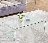 Premium Tempered Glass Coffee Table,Clear Coffee Table, Small Modern Coffee Table for Living Room,Match Well with Rug