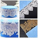 Beasea Silicone Lace Mold, 5pcs Lace Fondant Molds Cake Lace Molds for Cake Decorating Lace Mat Flower Pattern Molds Sugar Craft Tools - Blue