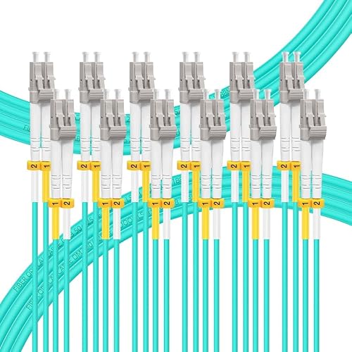 FLYPROFiber- 1M-6Pack OM4 LC to LC Fiber Patch Cable Multi Mode, MM Fiber Optic Cable, MMF Multimode Fiber Jumper Cord, 10Gb/40Gb/100Gb, Duplex, 50/125um, LSZH, 1M(3ft)-6Pack