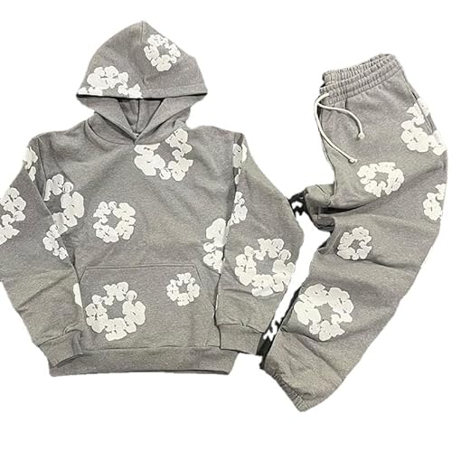 Y2K Hip Hop Two Piece Set for Men and Women, Casual Retro Large Hoodie, Harajuku Pants