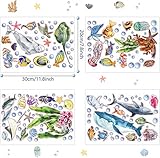 Glow in The Dark Ocean Fish Wall Decals,Under The Sea Wall Stickers Decals Decor Luminous Sea Life Animals Waterproof Stick Wall Decal for Kids Boys Bedroom Watercolor Ocean Creatures Decor (Ocean)