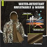 TIDEWE Hunting Clothes for Men with Fleece Lining, Water-Resistant Silent Hunting Suit for Climbing Hiking Trekking Camping (Next Camo G2 Size M)