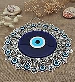 Erbulus Turkish XX-Large Glass Blue Evil Eye Wall Hanging Ornament - Wall Art Decoration - Turkish Nazar Bead Amulet - Home Protection and Good Luck Charm Gift in a Box