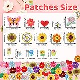 NICEVINYL Random Iron on Patches for Clothing: 120PCS Flower Heart Patch Iron on Cute Butterfly Embroidered Sew Applique Repair Patches for Jeans Jackets Backpacks