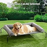 RRPETHOME Elevated Cooling Dog Bed,Raised Beds for Large Dogs - Outdoor,Chew Proof Portable Pet Cot Skid-Resistant Feet,Frame with Breathable Mesh