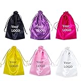 Boyiexin Customize Logo Wig Hair Extension Storage Bags, 20-50PCS Silk Satin Wig Bags With Drawstring Gift Hair Bundles Packaging Bag (Pack of 20, Black)