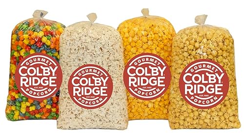 4 Flavor Gourmet Popcorn Assortment 8 Gal. (128 Cups) Large Sampler - White, Caramel, Cheese, and Rainbow Bulk Popped