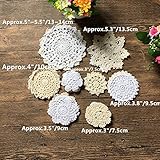 MINDPLUS Set of 36 Small Hand Crochet Doilies Mini Cotton Crocheted Lace Doilies for Crafts,3-6 Inches Snowflake Style White Beige