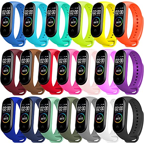 BANGTING 20 Pieces Strap Replacement Compatible with Xiaomi Mi Band 4 / Xiaomi Mi Band 3, Bands for Xiaomi Mi Band 4 Bracelet Wristbands Accessories Silicone for Mi Fit 3 Straps (20 Colors)