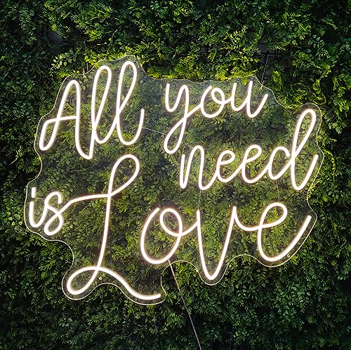 INSNEnN All You Need is Love Neon Sign,All You Need is Love Neon Lights for Wedding LED Neon Sign Gifts,Bedroom Birthday Party Letters Neon Sign for Engagement Home Wall Decorations,20 * 17.3 inch