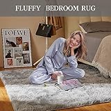 Luxury 8x10 Large Area Rugs for Living Room, Super Soft Fluffy Modern Bedroom Rug, Big Indoor Thick Soft Nursery Rug, Non-Skid Nursery Faux Fur Carpet for Kids Room Home Décor，Tie-Dyed Light Grey