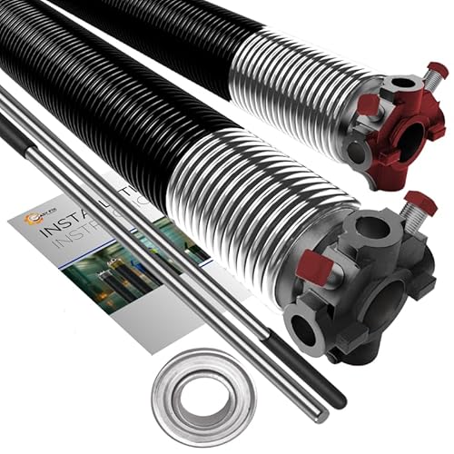 Garage Door Torsion Springs 218x1.75x31, Includes 1” Steel Bearing and Winding Bars, Precision E-Coating 5-Year Warranty Minimum 30,000 Cycles, for Left and Right Side of The Garage Door (Pair)