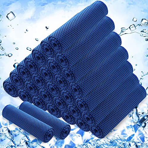 Hosuly 30 Pack Cooling Towels, 40"x12" Ice Breathable Chilly Sweat Rag Microfiber Workout Rags for Gym Towels for Neck and Face for Yoga Golf Sport Running(Dark Blue)