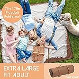 Tiny Land Picnic Blankets, 2 in1 Double Layer Waterproof Mat + Blanket, Machine Washable Outdoor Blanket, Portable Camping Blanket, Extra Large Beach Mat, for Camping Park Beach Grass