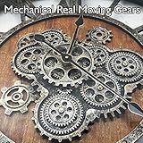 27 inch Large Real Moving Gears Wall Clock with Toughened Glass Cover, Oversized Vintage Solid Wood Farmhouse Clock, Giant Decorative Rustic Wall Clock for Living Room Home Kitchen Office (Brown)