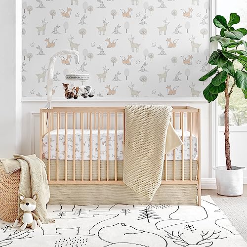 Levtex Baby - Mills Waffle Crib Bed Set - Baby Nursery Set - Taupe - Taupe Textured Waffle - 4 Piece Set Includes Quilt, Fitted Sheet, Dust Ruffle and Rope Basket