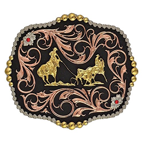 Montana Silversmiths Tri-Color Team Ropers Traditional Attitude Western Belt Buckle